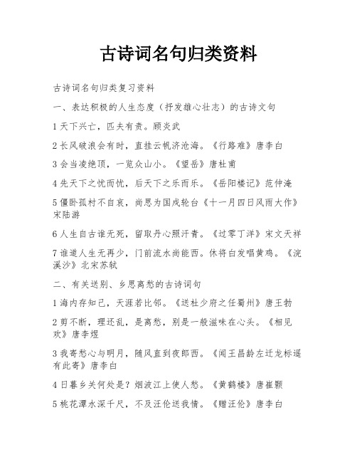 古诗词名句归类资料