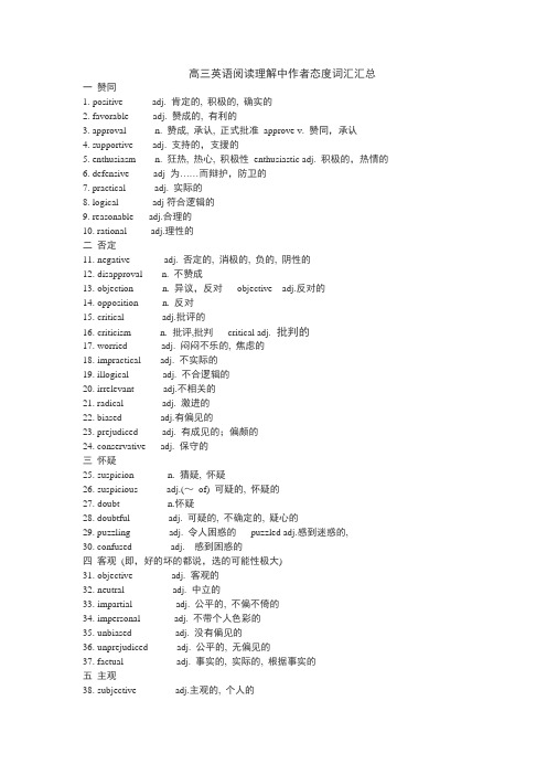 英语阅读理解态度词汇汇总