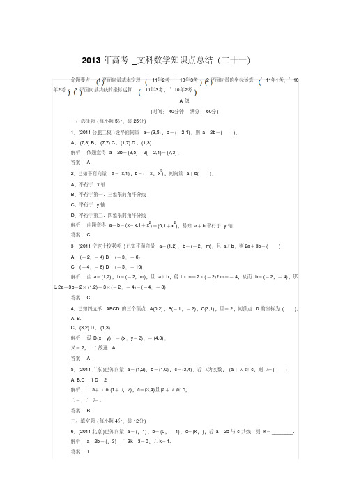 2013年高考_文科数学知识点总结(二十一)