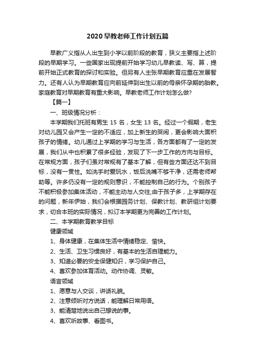 2020早教老师工作计划五篇