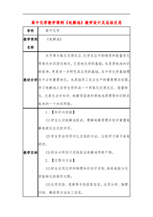 高中化学教学课例《电解池》课程思政核心素养教学设计及总结反思