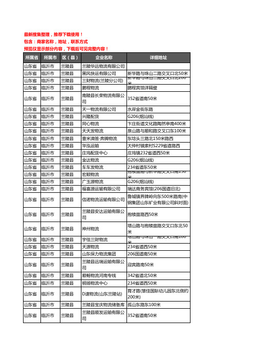 新版山东省临沂市兰陵县货运企业公司商家户名录单联系方式地址大全123家