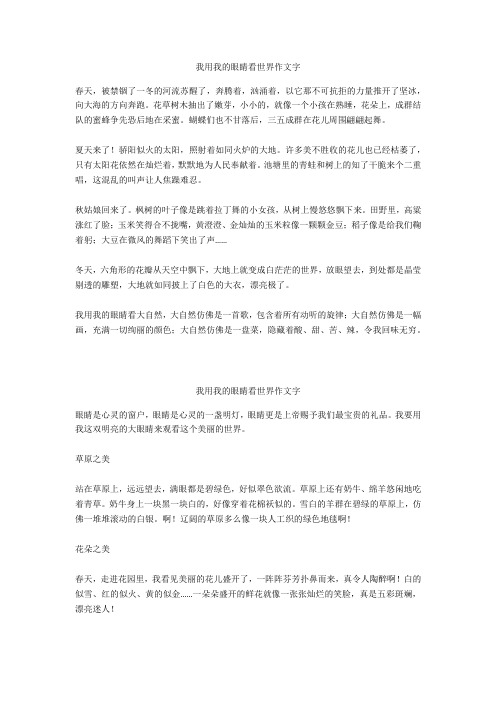 我用我的眼睛看世界作文400字优选作文