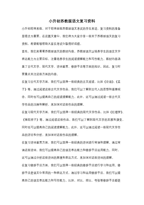 小升初苏教版语文复习资料