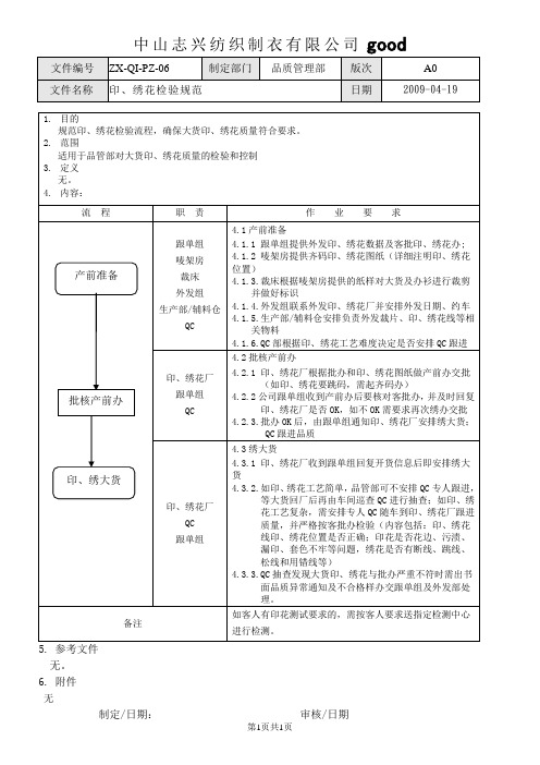 ZX-QI-PZ-06印、绣花检验规范