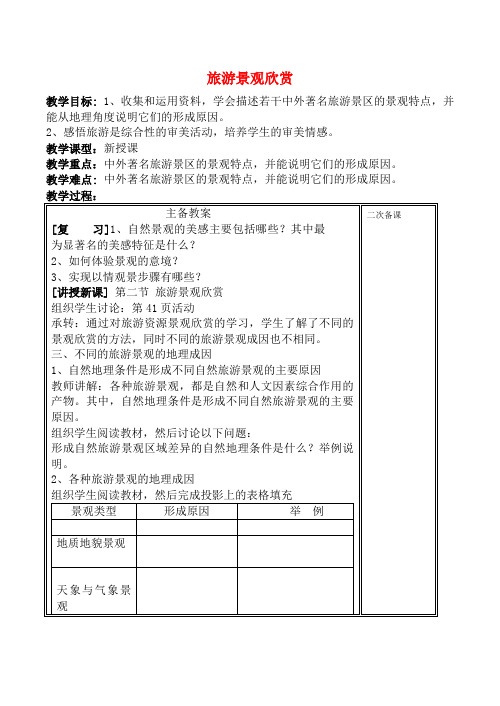 高中地理旅游景观欣赏(3)教案鲁教版选修4