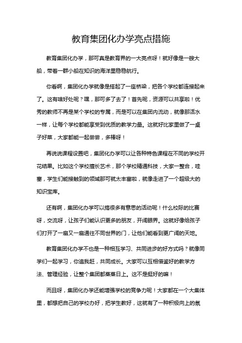 教育集团化办学亮点措施