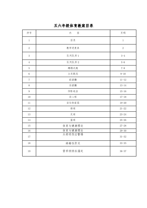 小学五六年体育教案全册