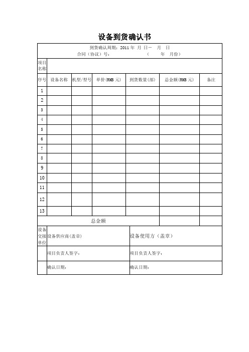 到货确认书、验收报告模板