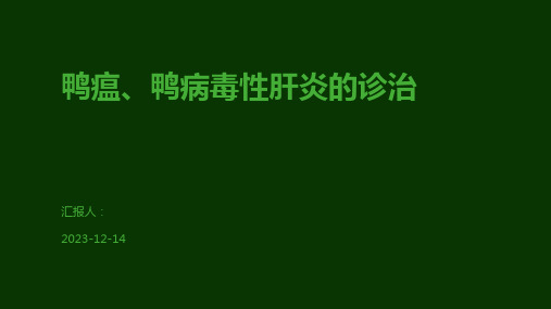 鸭瘟、鸭病毒性肝炎的诊治