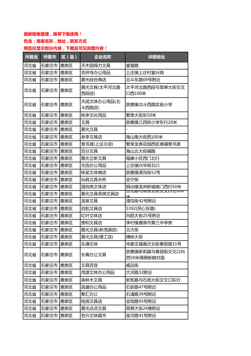 新版河北省石家庄市鹿泉区办公用品企业公司商家户名录单联系方式地址大全75家