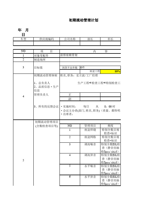 初期流动管理计划书