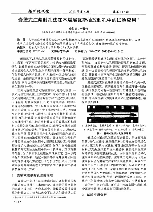 囊袋式注浆封孔法在本煤层瓦斯抽放封孔中的试验应用