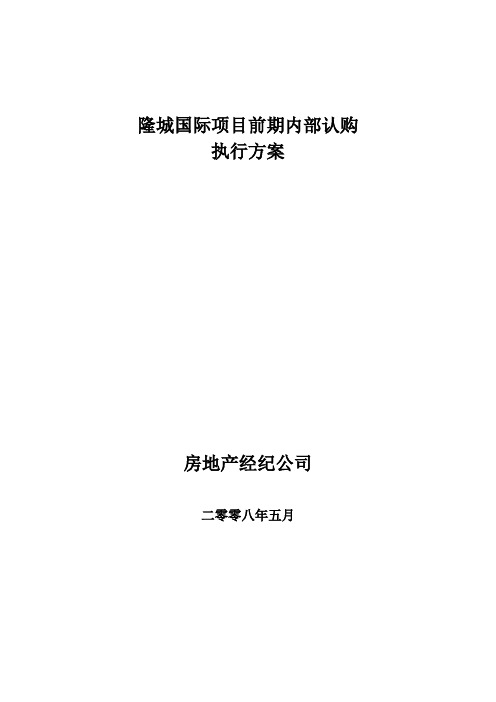 隆城国际项目前期内部认购执行方案