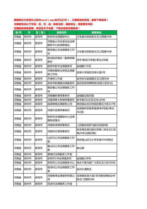 2020新版河南省郑州市新郑市律师工商企业公司商家名录名单黄页联系电话号码地址大全40家