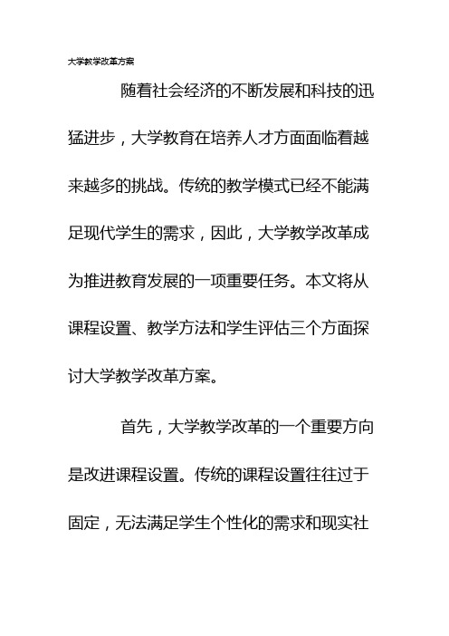 大学教学改革方案