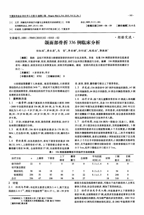 颌面部骨折336例临床分析