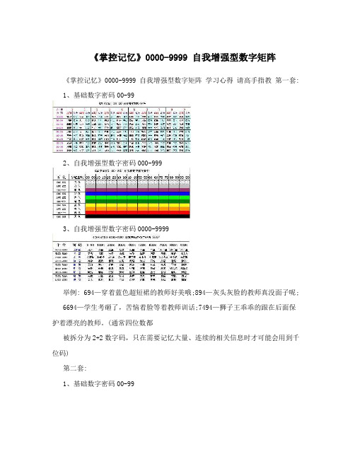 《掌控记忆》0000-9999 自我增强型数字矩阵