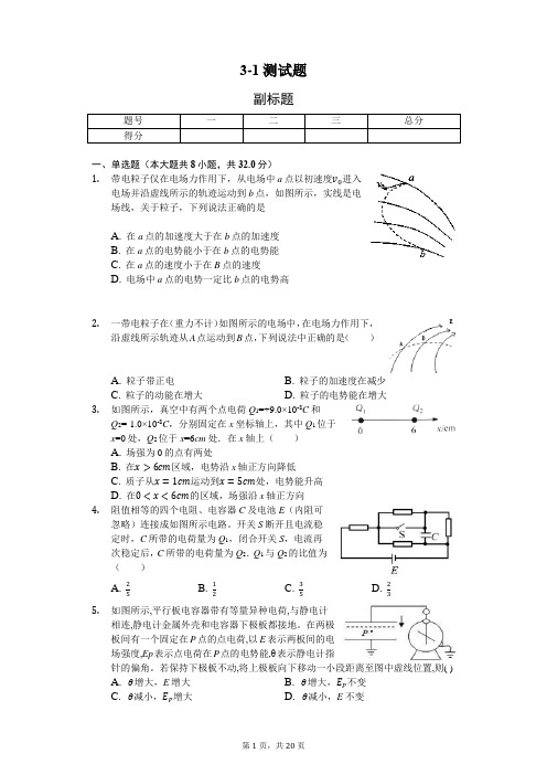 高中物理人教版选修3-1：综合测试题(含答案)