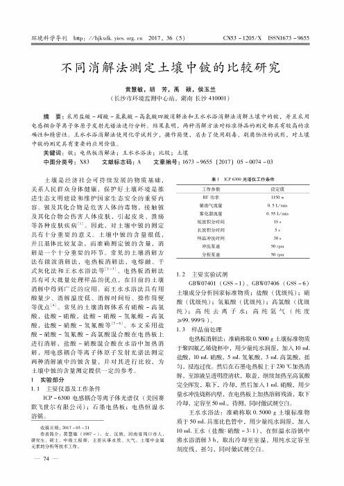 不同消解法测定土壤中铍的比较研究