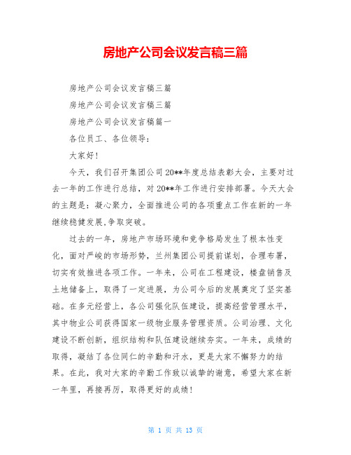 房地产公司会议发言稿三篇