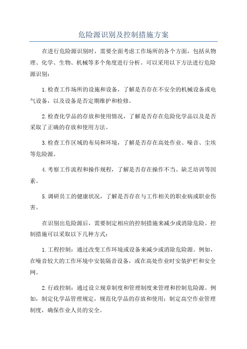 危险源识别及控制措施方案