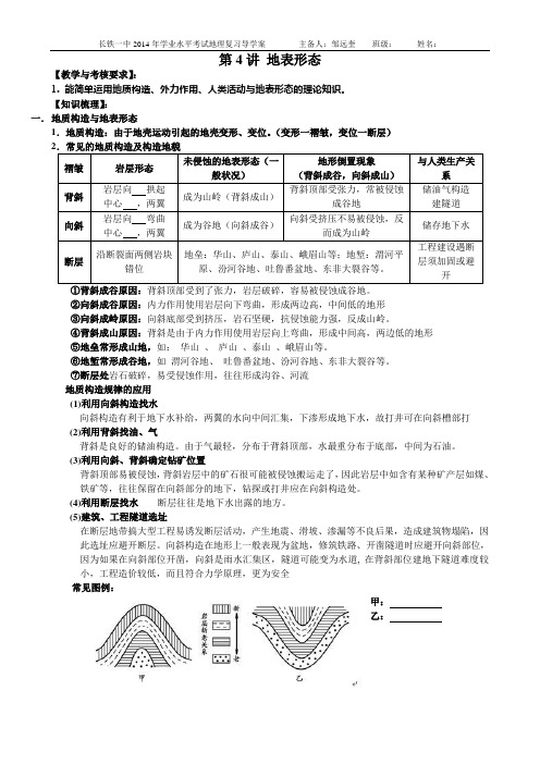 2014年高中学业水平考试复习地理第4讲_地表形态