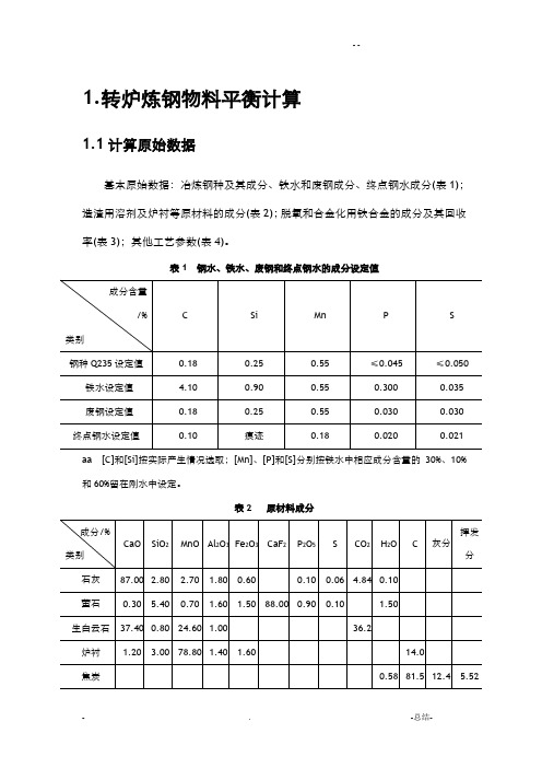 转炉炼钢物料平衡计算