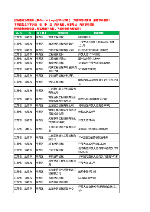 2020新版江苏省盐城市亭湖区建筑机械工商企业公司商家名录名单黄页联系电话号码地址大全35家