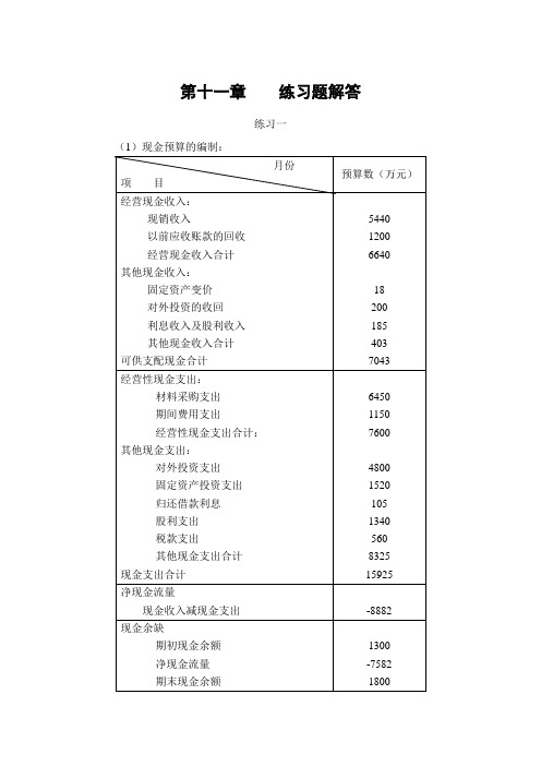 第十一章    练习题解答