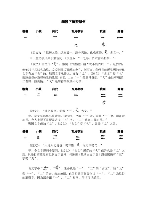 独体字演变举例