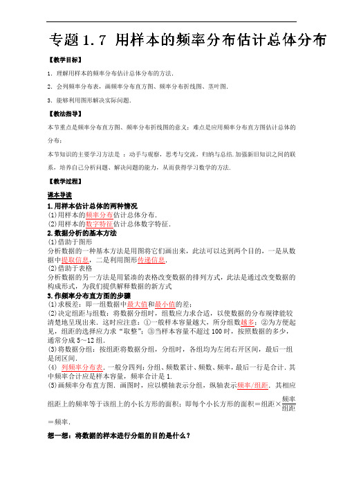 专题1.7 用样本的频率分布估计总体分布讲-2016-2017学