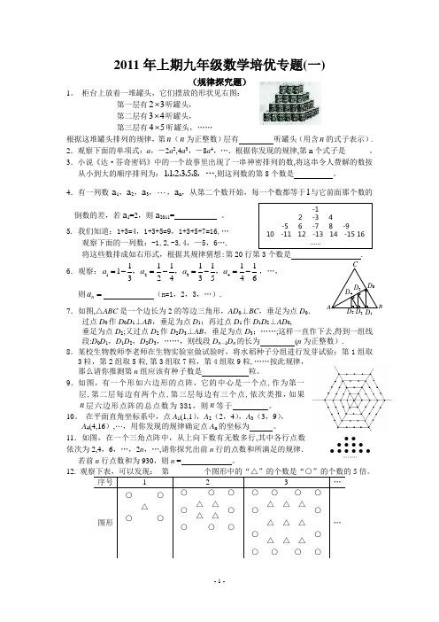 九年级数学培优专题(一)