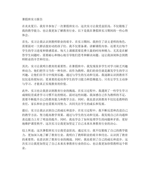 暑假班实习报告