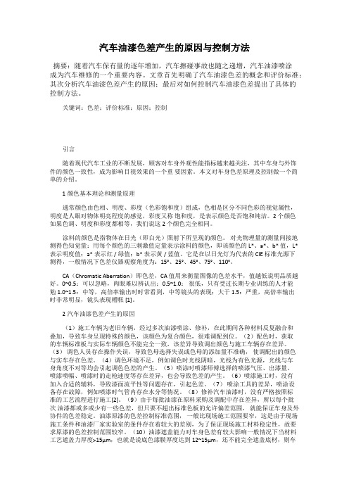 汽车油漆色差产生的原因与控制方法