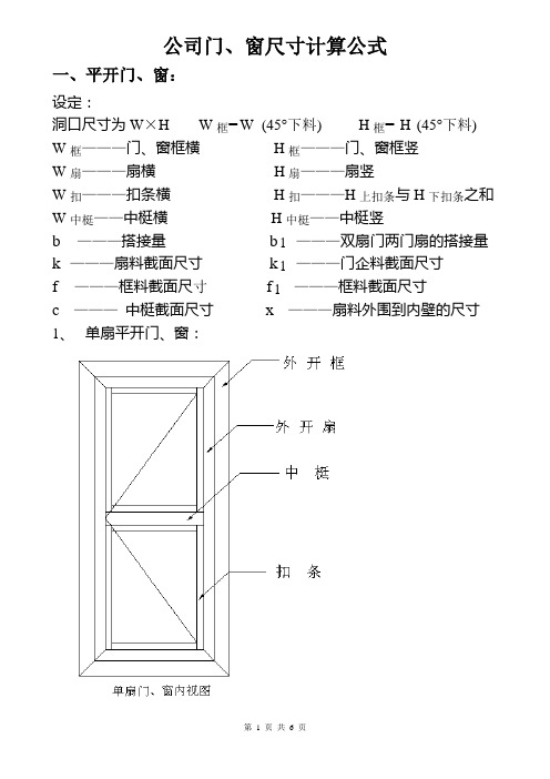 门窗公式