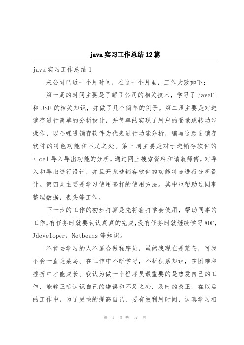 java实习工作总结12篇