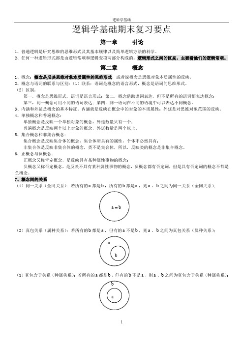 (完整word版)逻辑学基础复习要点