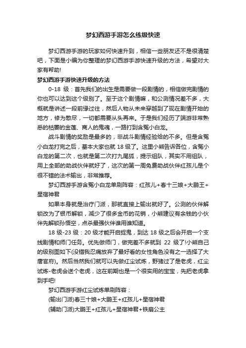 梦幻西游手游怎么练级快速