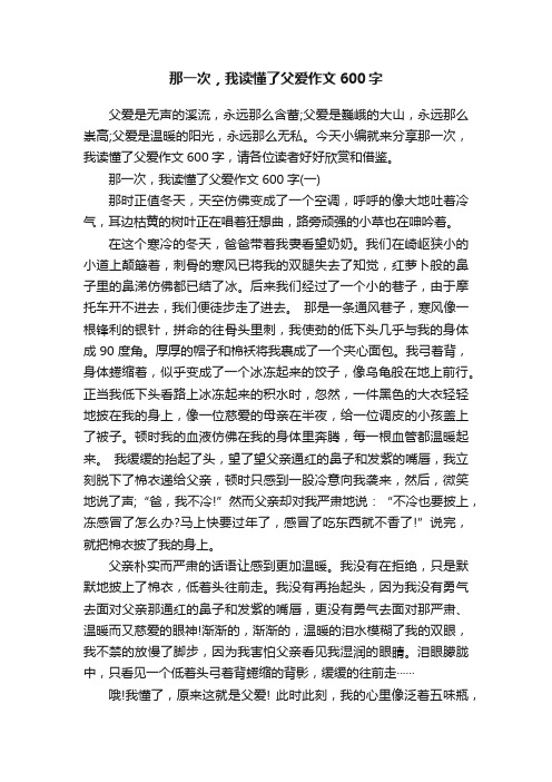 那一次，我读懂了父爱作文600字