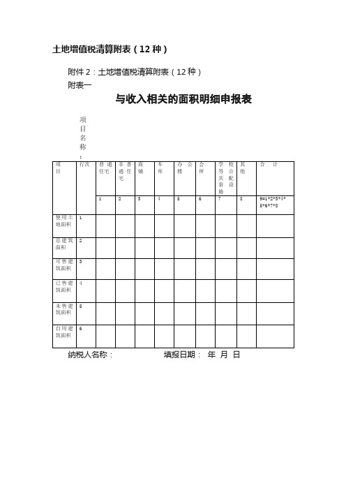 土地增值税清算附表（12种）