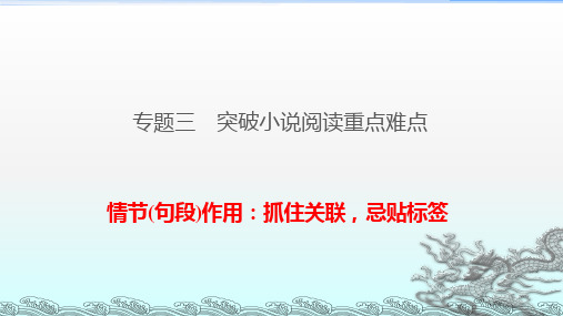 高考语文 实用类文本阅读小说情节(句段)作用：抓住关联,忌贴标签