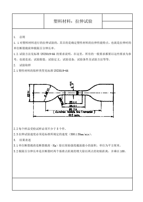 塑料材料：拉伸试验