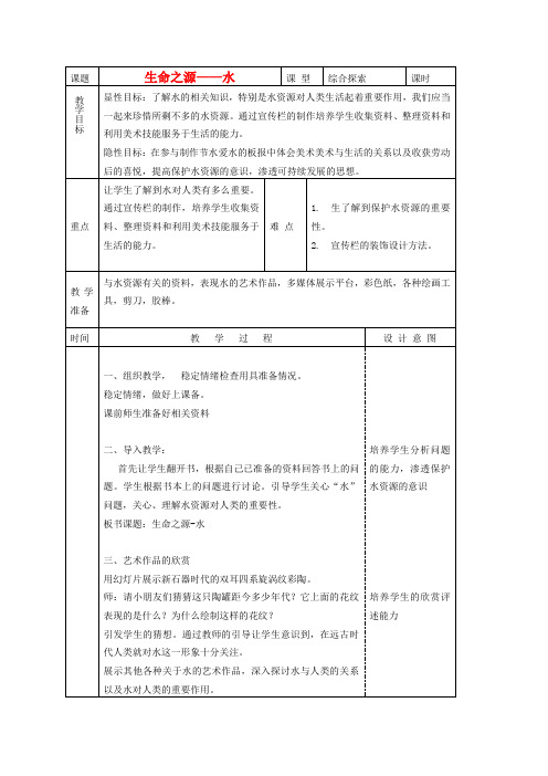 人美版小学美术四年级下册《第7课生命之源——水》word教案 (3)