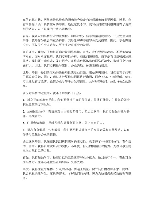 教师舆情应对心得体会