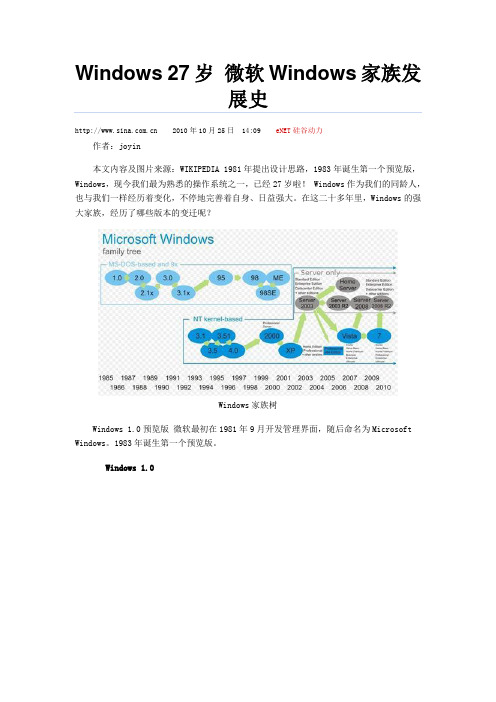 Windows 27岁 微软Windows家族发展史