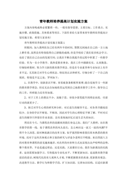 青年教师培养提高计划实施方案