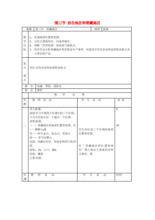 《西北地区和青藏地区》word教案 (公开课)2020年湘教版地理 (11)