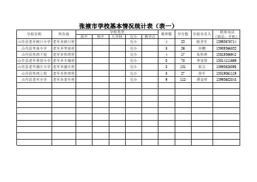 张掖市学校基本情况统计表