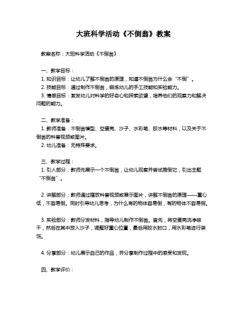 大班科学活动《不倒翁》教案